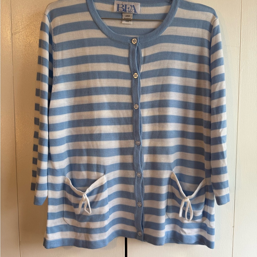 Cardigan Blue and White Striped